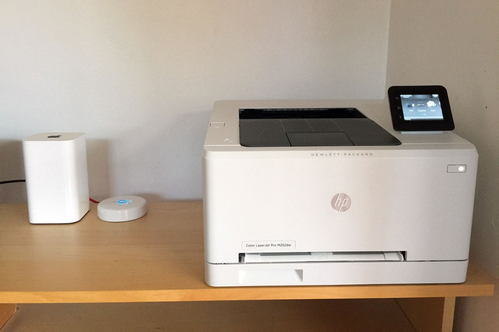 The LaserJet M252dw is connected to my network via Wi-Fi, so that's one less cable to worry about.